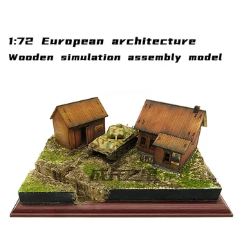 1/72 Модель европейской архитектуры ww2 Сцена сельской фермы Деревянная модель сборки DIY Строительная игрушка