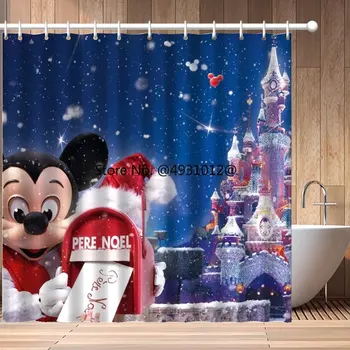 2023 Рождественский Подарок Disney Занавески Для Душа с Микки Маусом Водонепроницаемая Занавеска Для Ванной Комнаты Полиэстер 3D Для девочек И Мальчиков Мультяшные Шторы