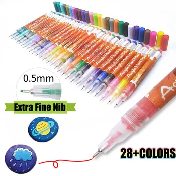 28 Цветов, фломастеры на масляной основе, 0,5 яркая ручка, перманентный высыхающий маркер Quik, для записи для детей, керамика, стекло, Дерево