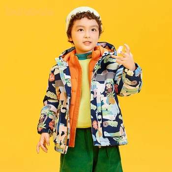 Balabala/ пуховик для маленьких мальчиков 2023 года выпуска, Несезонный пуховик, зимнее пальто, теплая модная куртка из двух предметов