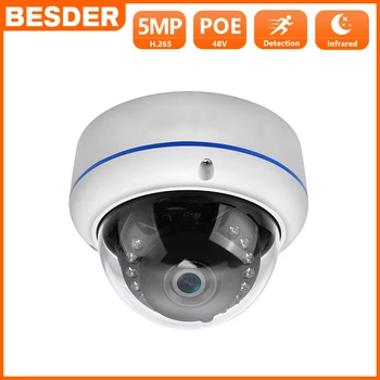 BESDER H.265 5MP 2592*1944 IP-камера Антивандального Видеонаблюдения Видео Купольная Камера CCTV H.265 5MP 3MP 2MP IP-камера DC 12V 48V PoE