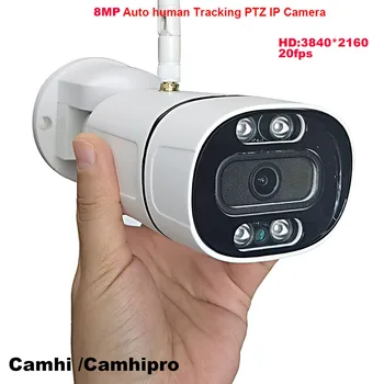 CamHi 8MP 4K Беспроводная wifi гуманоидная IP-камера с автоматическим отслеживанием PTZ, IP-камера безопасности, микрофон, динамик, onvif P2P, наружная