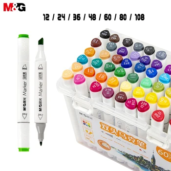 M & G Двуглавый фломастер, набор для ручной росписи, набор студенческих акварельных ручек, Набор кистей для рисования