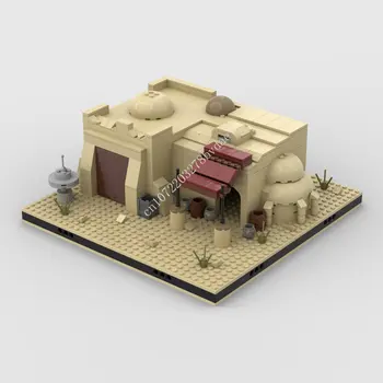 MOC Космическая битва Модульная модель паба в пустыне Татуин, строительные блоки, Технологические Кирпичи, Игрушки для творческой сборки, подарки
