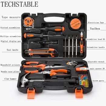 TECHSTABLE 45 шт. высококачественные Инструменты для дома, комбинированный набор бытовых инструментов, ручные инструменты, инструменты для ремонта