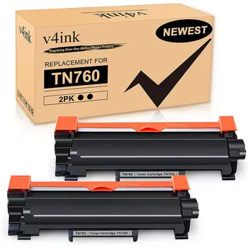 v4ink 2PK Высокопроизводительный тонер TN760, Совместимый с TN730 Для Brother HL-L2350DW L2370DW