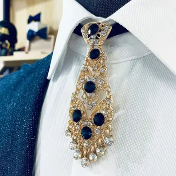 Аксессуары из ткани с бриллиантами в английском джентльменском стиле, женский галстук, мужские галстуки, Металлический горный хрусталь, галстук, официальные деловые галстуки