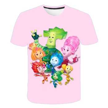 Детская футболка с фиксиками для девочек, Футболка с коротким рукавом, Одежда для мальчиков, Детская футболка с коротким рукавом, Хлопковая летняя одежда для малышей