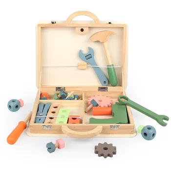 Детский деревянный набор инструментов для ролевых игр, развивающие игрушки Монтессори, Гайка для разборки, Винтовая сборка, Имитация ремонта, Плотницкий инструмент