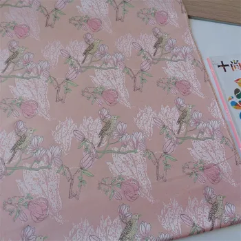 Жаккардовые ткани, окрашенные пряжей, для пошива женского платья-жилета в национальном стиле, Парча, Жаккард, ткань с рисунком розовой птицы