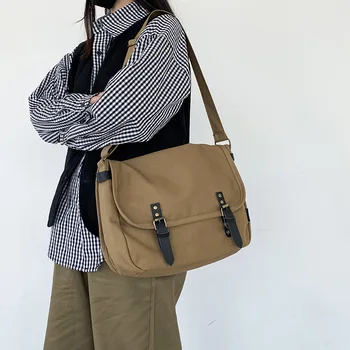 Женская сумка-мессенджер большой емкости, Роскошные дизайнерские сумки через плечо для женщин, однотонные холщовые сумки Унисекс
