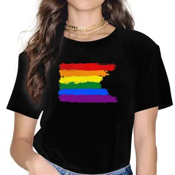 Женская футболка с радужным флагом, ЛГБТ, гей-любовь, Модная футболка Унисекс из полиэстера с круглым вырезом, Harajuku