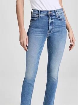Женские узкие джинсы с высокой талией, Весна-лето 2023, Женские джинсовые брюки длиной до щиколотки