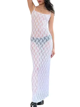 Женское Элегантное кружевное платье Макси без рукавов с V-образным вырезом ELEGANTGIRL, Струящееся платье трапециевидной формы для выпускного вечера