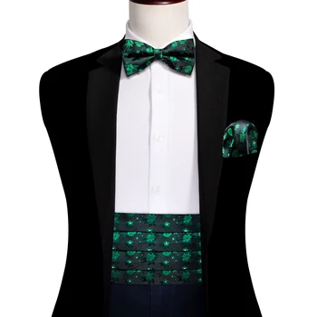Зеленый комплект с цветочным поясом и бабочкой, модная квадратная запонка с карманом, официальный смокинг, костюм для свадебной вечеринки, дизайнер Barry.Wang B-104