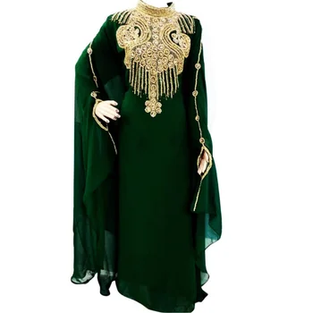 Зеленый Марокканский дубайский костюм Jenna Kaftano Bottel Green Dress для крупномасштабных мероприятий и выступлений
