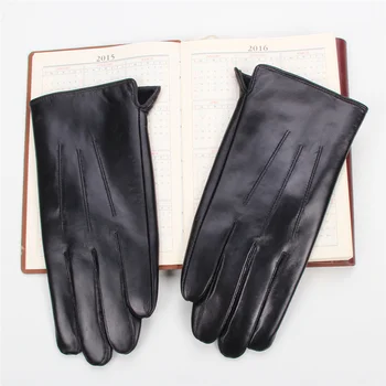 Зимние перчатки, Мужские Перчатки из натуральной кожи, сенсорный экран, черная Бархатная подкладка из натуральной овчины, Теплые перчатки для вождения, Новые