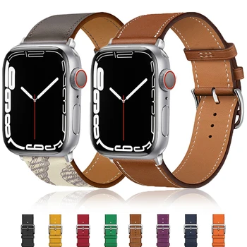 Кожаный Ремешок для Apple Watch Band 45 мм 41 мм 49 мм 44 мм 40 мм 42 мм 38 мм Браслет Correa Браслет iWatch Series Ultra 3 5 6 SE 7 8