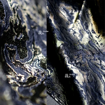 Костюм из темно-синей жаккардовой ткани Неправильной формы, Верхняя одежда, Брюки в национальном стиле, Дизайнерская ткань для одежды Cheongsam
