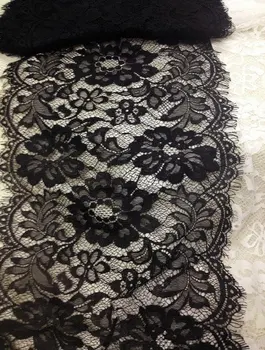 Кружево для ресниц Шантильи черного цвета для свадеб своими руками, новобрачных, вуалей, кружевных шапочек, аппликаций, платьев, нижнего белья, костюмов