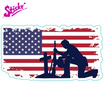 ЛИПКАЯ Ветеранская наклейка с американским флагом, Наклейка на автомобиль, Потертый бампер с флагом, Идеальный Ветеранский военный мотоцикл, внедорожный багажник для ноутбука