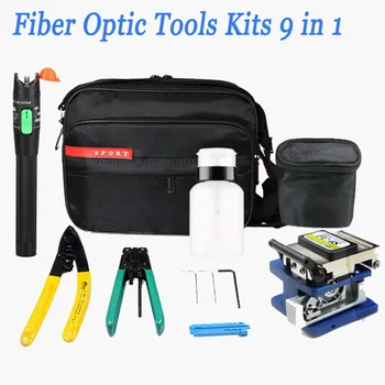 Наборы Волоконно-оптических инструментов 9 в 1 FTTH, сумка для волоконно-оптических инструментов + Устройство для зачистки волокна + Волоконный кливер fc-6s + Фрезер + 30 км VFL