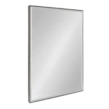 Настенное декоративное прямоугольное зеркало Rhodes в большой рамке, 25x37, темно-серебристый цвет