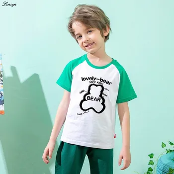 Новая летняя стильная детская одежда Lenyon; Детская футболка с короткими рукавами и контрастными цветами с мультяшным принтом для детей; Детский топ