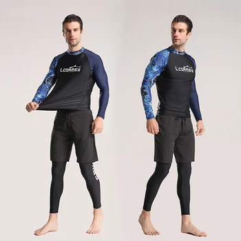 Новая модная мужская солнцезащитная рубашка с разрезной строчкой, рубашка с длинными рукавами, Высокоэластичный удобный пляжный быстросохнущий костюм для плавания, серфинга