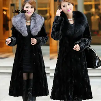 Норковые женские пальто из искусственного меха, Норковая женская верхняя одежда, Утепленные зимние Длинные Меховые куртки, Винтажная женская верхняя одежда, пальто