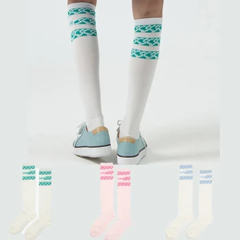 Носки для гольфа, женские эластичные дышащие спортивные чулки с буквами для гольфа, подходящие по цвету, носки летом 2023 года