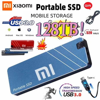 Оригинальный Портативный SSD-накопитель Xiaomi TypeC/USB3.1 Внешний мобильный твердотельный накопитель Высокой Скорости 4 ТБ 8 Тб 16 ТБ Жесткий диск для ноутбука Жесткий диск
