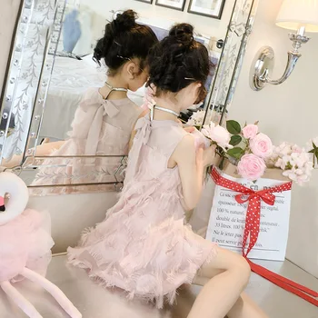 Платье для девочек, Летнее детское платье, Модная газовая юбка, платье принцессы для детей и подростков