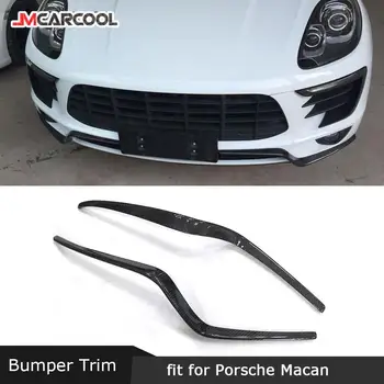 Подходит для Porsche Macan 2014-2017 Отделка переднего бампера, накладные веки, украшение из настоящего углеродного волокна, Воздушные ножевые полоски