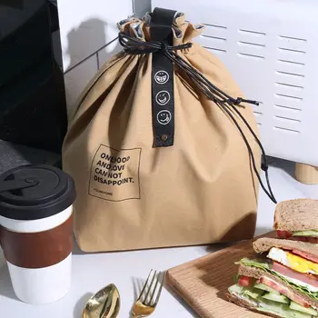 Порт луча Термоизолированный холщовый тотализатор с надписью, Контейнер для еды, Сумки-холодильники для свежих продуктов, Корейская сумка для ланча, сумки для хранения ланча