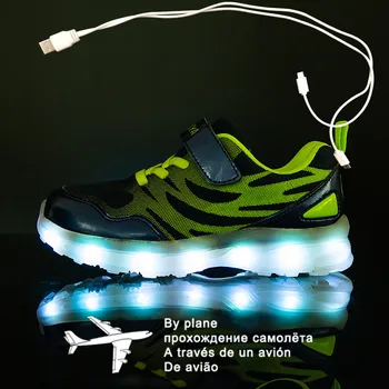 Размер 25-36 Детская светящаяся обувь со светодиодной подзарядкой от USB, Детская обувь с крючком и петлей, Детские светящиеся кроссовки, Детская светящаяся обувь со светодиодной подсветкой