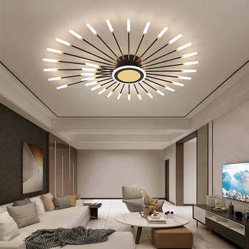 Светодиодная люстра-фейерверк для гостиной, спальни, современная потолочная люстра с дистанционным управлением, Затемняемая домашняя люстра с подсветкой