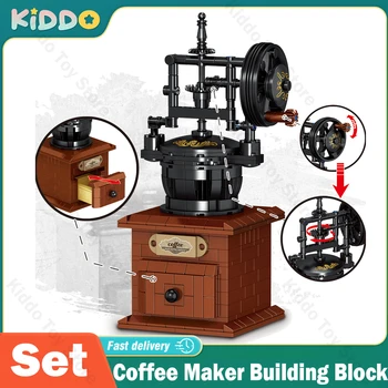 Сделай сам, строительные блоки для кофемашины, Креативная серия, Винтажная классическая кофеварка, Украшение рабочего стола, кирпичи для детских игрушек, взрослые