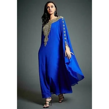 Синее марокканское дубайское платье-кафтан Farasha Abaya, очень модное длинное платье в европейском и американском стиле