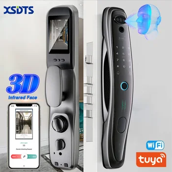 Умный 3D лицевой Дверной замок Tuya, монитор безопасности для лица и камеры, Интеллектуальный Пароль для отпечатков пальцев, биометрический электронный ключ разблокировки