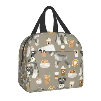 Шнауцер Кофейная Порода собак Pet Art Кафе чистой породы, Изолированная сумка для ланча для женщин, Герметичный кулер, Термальная коробка для Бенто