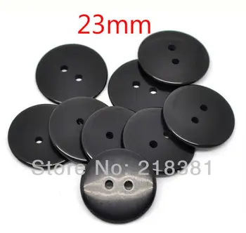 100 шт. черные круглые пуговицы для шитья из смолы с 2 отверстиями для скрапбукинга 23 мм