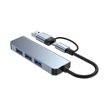 4 Порта USB 3.0 Концентратор Type-C Адаптер USB 2.0 Высокоскоростная передача, многопортовый USB-разветвитель, расширитель для ПК