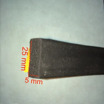 5 м x 25 мм x 5 мм самоклеящаяся плоская резиновая уплотнительная прокладка из пенополиуретана для дверей, окон