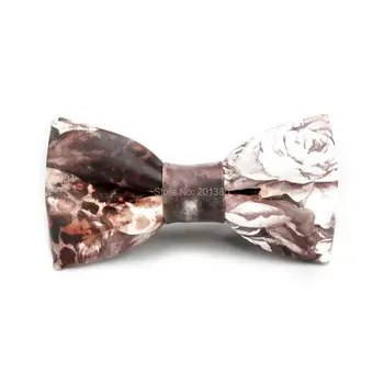 HOOYI Модный галстук-бабочка из искусственной кожи, рождественский галстук-бабочка с принтом, цветочные галстуки для мужчин