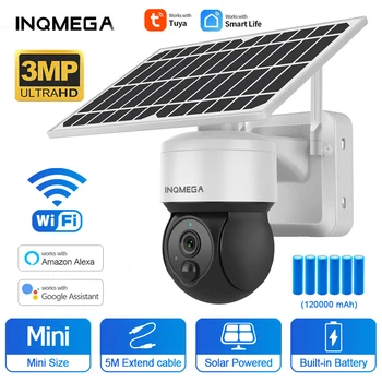 INQMEGA 3MP WIFI Солнечная Камера Наблюдения Tuya Smart Cloud 6 Вт Солнечная Панель Камера Безопасности WIFI Открытый Alexa Google Monitor CAM