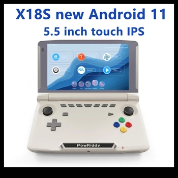 Powkiddy X18S Новый Android 11 5,5 Дюймов Сенсорный IPS Портативная Игровая Консоль T618 Чип Мобильная Игровая Консоль Оперативная память 4 ГБ Встроенная Память 64 ГБ Экран Флип