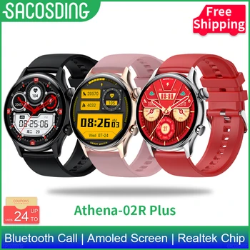 SACOSDING Athena-02R Plus Умные Часы Мужские 1,36-дюймовый AMOLED Экран 390*390 С поддержкой Всегда включенного дисплея Смарт-Часы IP68 Водонепроницаемые