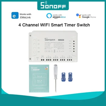 Sonoff 4-канальный WIFI умный таймер-переключатель 433 МГц Монтажное беспроводное управление Дистанционное управление Домашним Освещением 10A/2200 Вт Умный переключатель