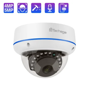 Techage H.265 HD 4MP IP-камера POE для помещений, Антивандальная Купольная камера Для комплекта видеонаблюдения, Двусторонний Разговор, Ночное Видение Onvif